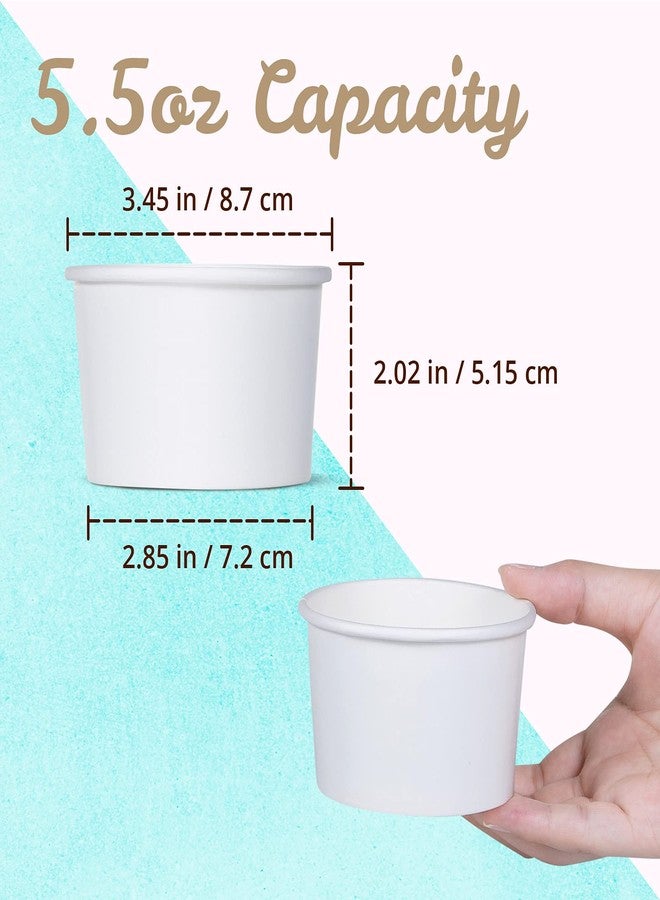 MATICAN Paper Ice Cream Cups - 100-Count 5.5-Oz Disposable Dessert Bowls for Hot or Cold Food, 5.5-Ounce Party Supplies Treat Cups for Sundae, Frozen Yogurt, Soup, White - Image 4
